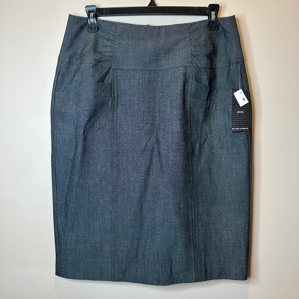 NWT New York Clothing Co Gray Pencil Skirt NYC Career Office Wear Womens Size 8